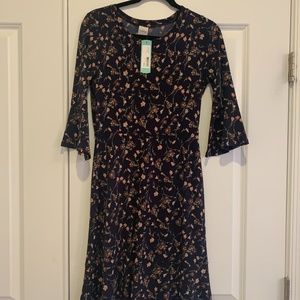 Kaileigh Knit Dress Jersey 3/4 Sleeve Navy Floral